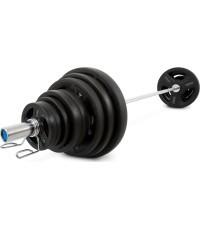 Pivot Fitness PVT-100 Pro Training olimpisko svaru disku komplekts, hromēts stienis