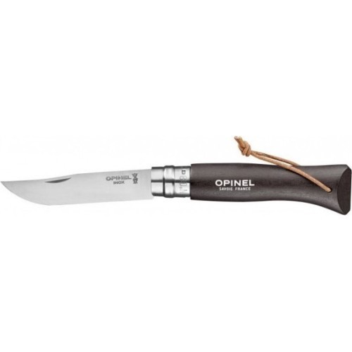 Нож Opinel Colorama 08 Inox Grab коричневый, с ремешком