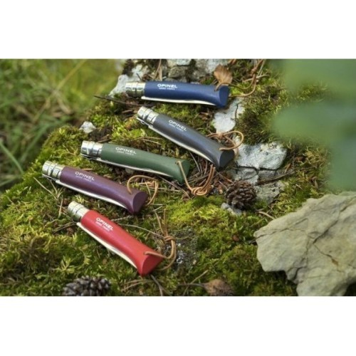 Нож Opinel Colorama 08 Inox Grab коричневый, с ремешком