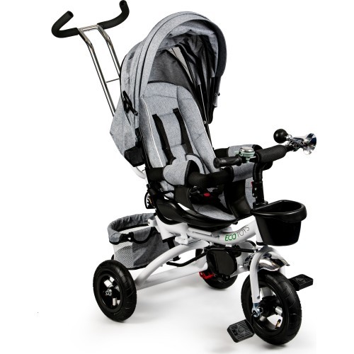 Grozāms trīsritenis 360° Grey Delux ar jumtiņu ECOTOYS