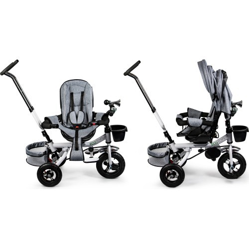 Turning tricycle 360° Grey Delux with canopy ECOTOYS