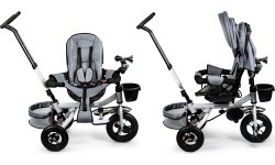 Grozāms trīsritenis 360° Grey Delux ar jumtiņu ECOTOYS