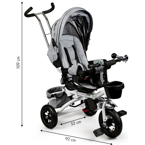 Turning tricycle 360° Grey Delux with canopy ECOTOYS