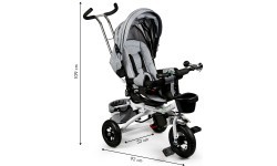 Grozāms trīsritenis 360° Grey Delux ar jumtiņu ECOTOYS