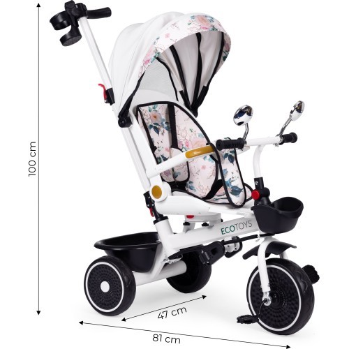 Children's tricycle stroller swivel seat pusher canopy ECOTOYS