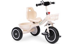 Trīsritenis ar neslīdošiem rokturiem, zvaniņu un grozu, smilškrāsas ECOTOYS