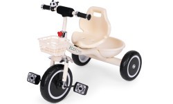 Trīsritenis ar neslīdošiem rokturiem, zvaniņu un grozu, smilškrāsas ECOTOYS