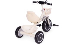 Trīsritenis ar neslīdošiem rokturiem, zvaniņu un grozu, smilškrāsas ECOTOYS