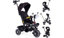 Bērnu trīsritenis ar grozāmu sēdekli un stumšanas rokturi, melns ECOTOYS