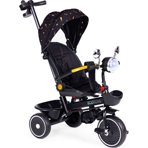 Children's tricycle stroller swivel seat pusher black ECOTOYS