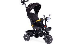 Bērnu trīsritenis ar grozāmu sēdekli un stumšanas rokturi, melns ECOTOYS