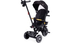 Bērnu trīsritenis ar grozāmu sēdekli un stumšanas rokturi, melns ECOTOYS