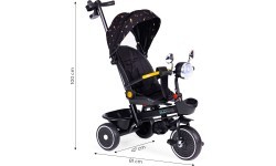 Bērnu trīsritenis ar grozāmu sēdekli un stumšanas rokturi, melns ECOTOYS