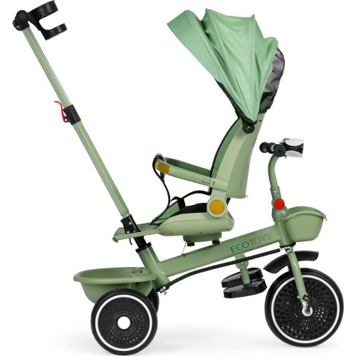 Tricycle stroller tricycle 2-in-1 swivel seat folding canopy green - ECOTOYS