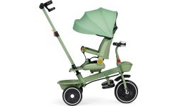 Tricikla ratiņi 2in1 ar grozāmo sēdekli un saliekamo jumtiņu zaļi - ECOTOYS