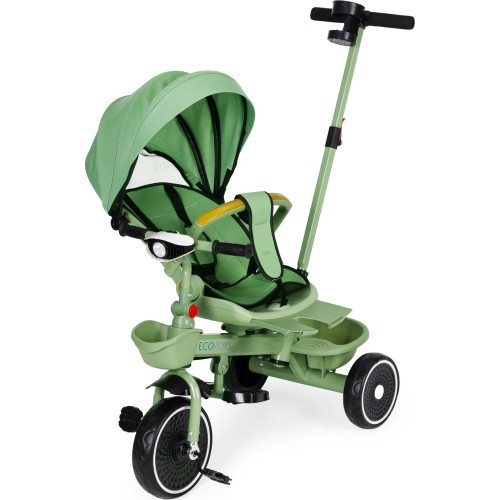 Tricycle stroller tricycle 2-in-1 swivel seat folding canopy green - ECOTOYS