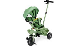 Tricikla ratiņi 2in1 ar grozāmo sēdekli un saliekamo jumtiņu zaļi - ECOTOYS