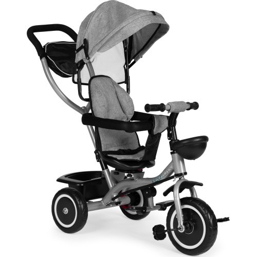 Tricycle stroller 2-in-1 swivel seat folding canopy - grey ECOTOYS