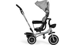 Trīsritenis-ratiņi 2-in-1 ECOTOYS, grozāms sēdeklis, salokāms jumtiņš, pelēks