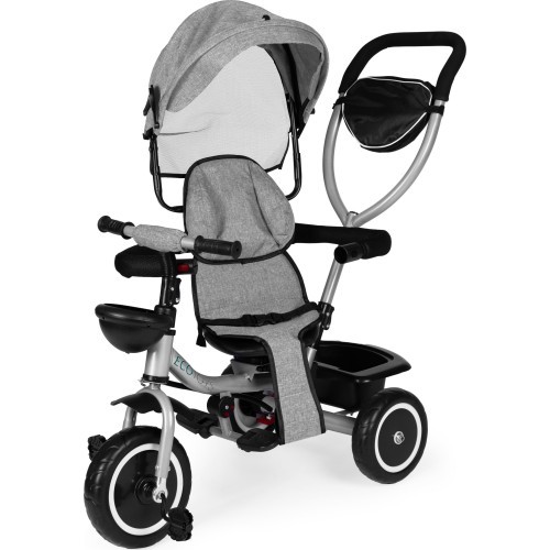 Tricycle stroller 2-in-1 swivel seat folding canopy - grey ECOTOYS