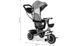 Trīsritenis-ratiņi 2-in-1 ECOTOYS, grozāms sēdeklis, salokāms jumtiņš, pelēks
