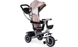 Трёхколёсный велосипед-коляска 2-в-1 ECOTOYS, поворотное сиденье, складной козырёк, бежевый