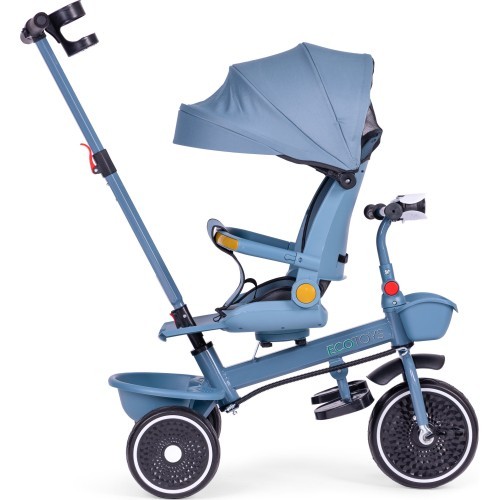 Tricycle stroller tricycle 2-in-1 swivel seat folding canopy blue - ECOTOYS