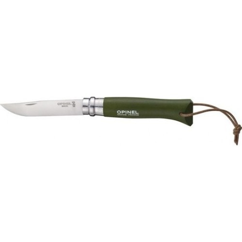 Нож Opinel Colorama 08 Inox Grab Khaki с ремешком