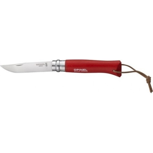 Nazis Opinel Colorama 08 Inox ar siksniņu, sarkans