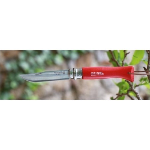 Нож Opinel Colorama 08 Inox с ремешком, красный