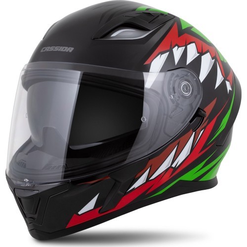 Motocikla ķivere Cassida Orbit StriX sarkana/zaļa/pelēka/balta/melna