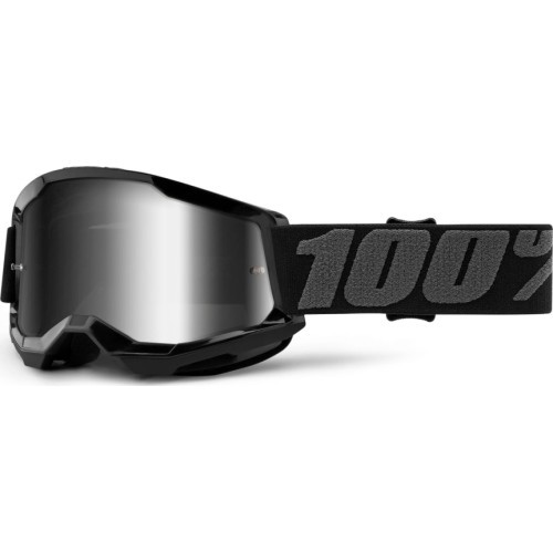 Bērnu motokrosa brilles 100% Strata 2 Youth Mirror - Melna