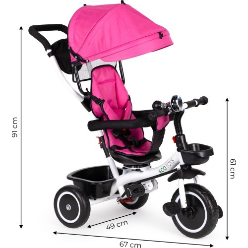 Trīsritenis ar grozāmu sēdekli Eco Toys, rozā