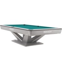 Бильярдный стол Rasson Victory III, серебристый, лузы CLUB, 8 футов, Simonis 760 сине-зелёный