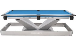 Бильярдный стол Rasson Victory III, серебристый, лузы CLUB, 8 футов, Simonis 760 сине-зелёный
