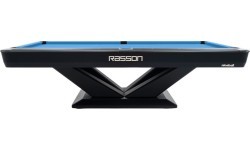 Бильярдный стол Rasson Victory III, Pool, чёрный, лузы размера CLUB, 8 футов, Simonis 760 сине-зелёный