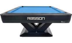 Billiard Table, Pool, Rasson Victory III, Black, CLUB pocket size, 8 ft., Simonis 760 blaugrün
