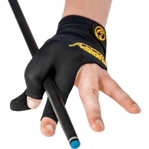 Billiard Glove, Predator Second Skin, 3-Finger, black-yellow, closed thumb, S&M