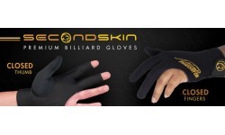 Biljarda cimds Predator Second Skin, 3 pirkstu, melns-dzeltens, slēgts īkšķis, S&M
