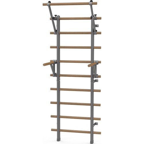 Vingrošanas siena inSPORTline Wootaline 199 x 80 cm ar pievilkšanās stieni un paralēlajiem stieņiem, pelēka