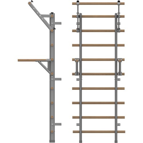 Vingrošanas siena inSPORTline Wootaline 199 x 80 cm ar pievilkšanās stieni un paralēlajiem stieņiem, pelēka