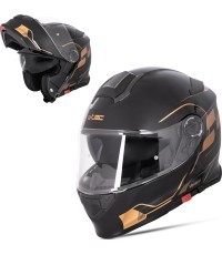 Модульный мотошлем W-TEC Venero - Глянцевый чёрно-золотой
