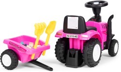 Riding tractor with trailer interactive steering wheel sounds for kids pink