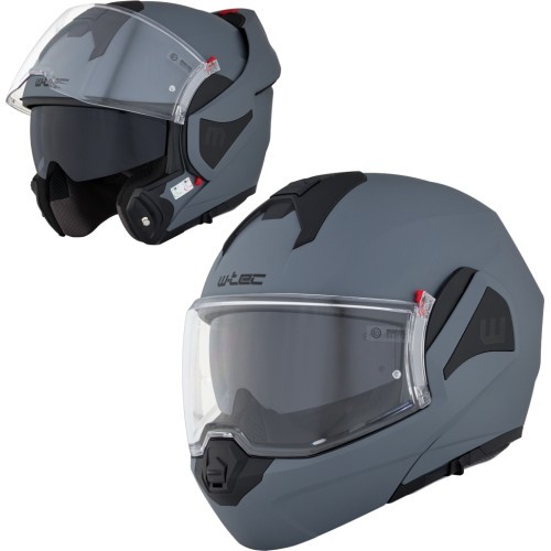 Motocikla ķivere ar paceļamu zoda daļu W-TEC Sabron P/J - Nardo Grey