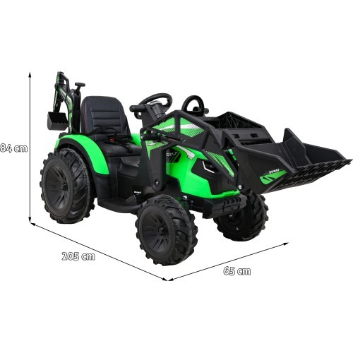 Elektromobilis traktors ar piekabi Buggy 720-T, zaļš