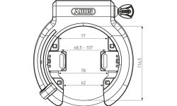 Slēdzene ABUS Granit X-Plus™ 6950M NR + 6KS/100 + ST5950, ķēde, stiprināma pie rāmja, iebīdāms turētājs (melna)