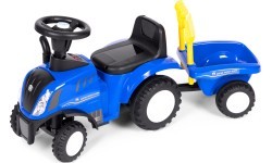 Riding tractor with trailer for kids interactive steering wheel sounds blue