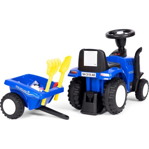 Riding tractor with trailer for kids interactive steering wheel sounds blue