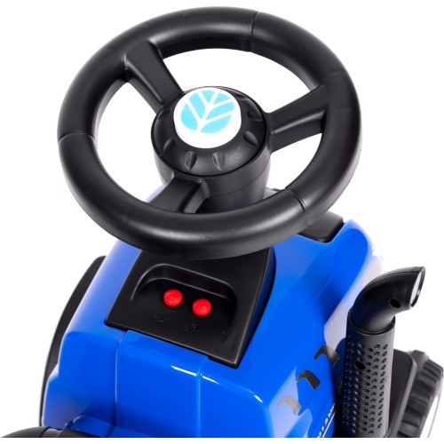 Riding tractor with trailer for kids interactive steering wheel sounds blue