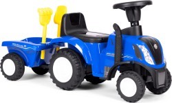Riding tractor with trailer for kids interactive steering wheel sounds blue